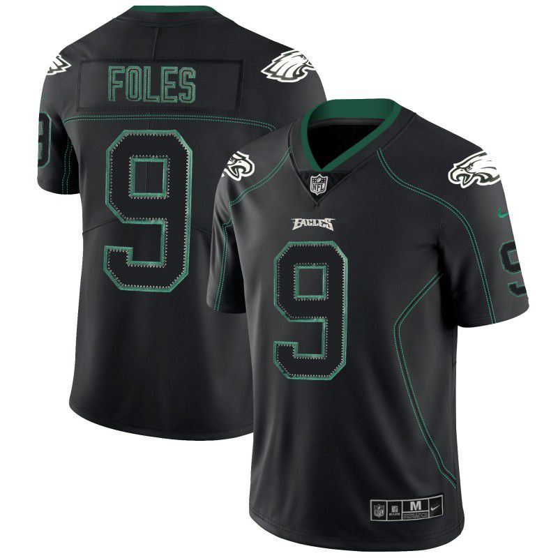 Men Philadelphia Eagles 9 Foles Nike Lights Out Black Color Rush Limited NFL Jerseys